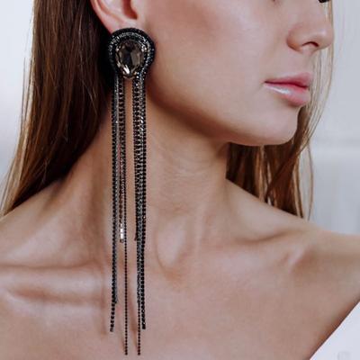Lange Quaste Wassertropfen Anhänger Ohrringe Strass Lange Baumeln Ohrringe für Frauen Kristall Mode Schmuck Zubehör