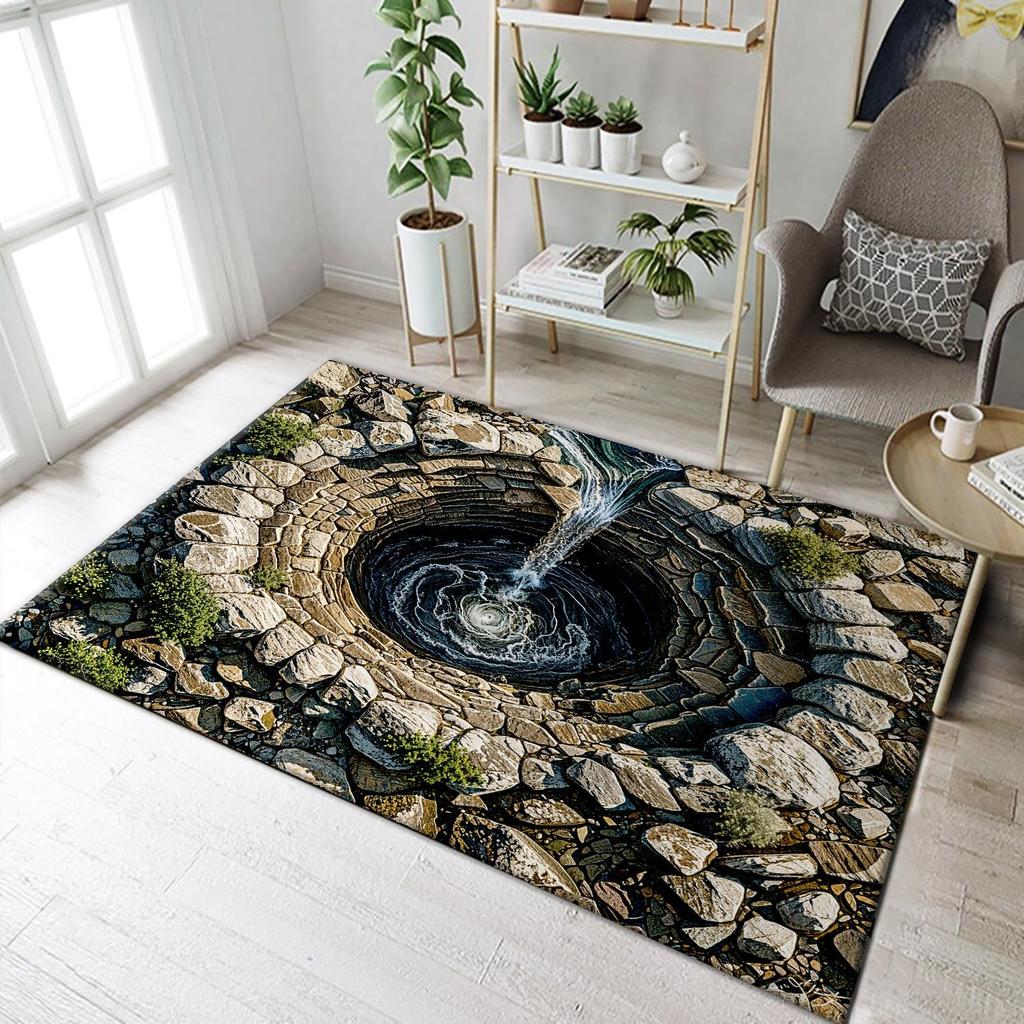 3D Window Jingshan Lake High Mountain Town Snow Mountain Carpet Mat Anti Slip Durable Soft Carpet Home Living RoomDecoration Rug
