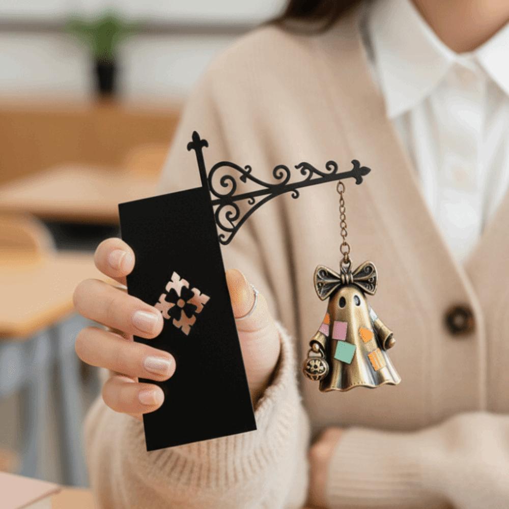 Metal Shelf Divider Patchwork Library Marker Hanging Bookmarker Ghost Bookmark Office