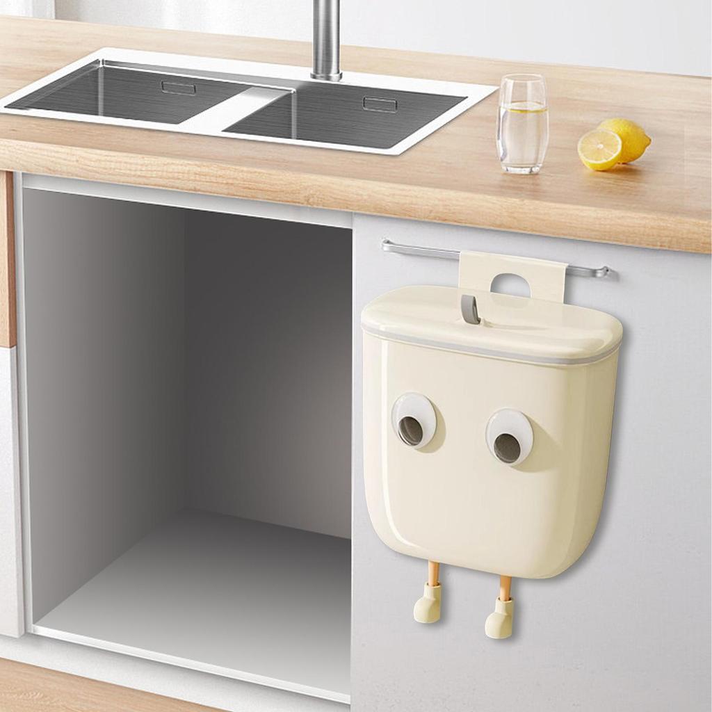 Wall Mounted Trash Can Under Sink Trash Can With Lid Rubbish Basket With Eyes And Legs Decoration For Bedroom Disposal Under