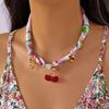 Adjustable Bohemian Scarf Necklace Vintage Neck Chain Sweet Cherry Strawberry Choker  Casual Wear