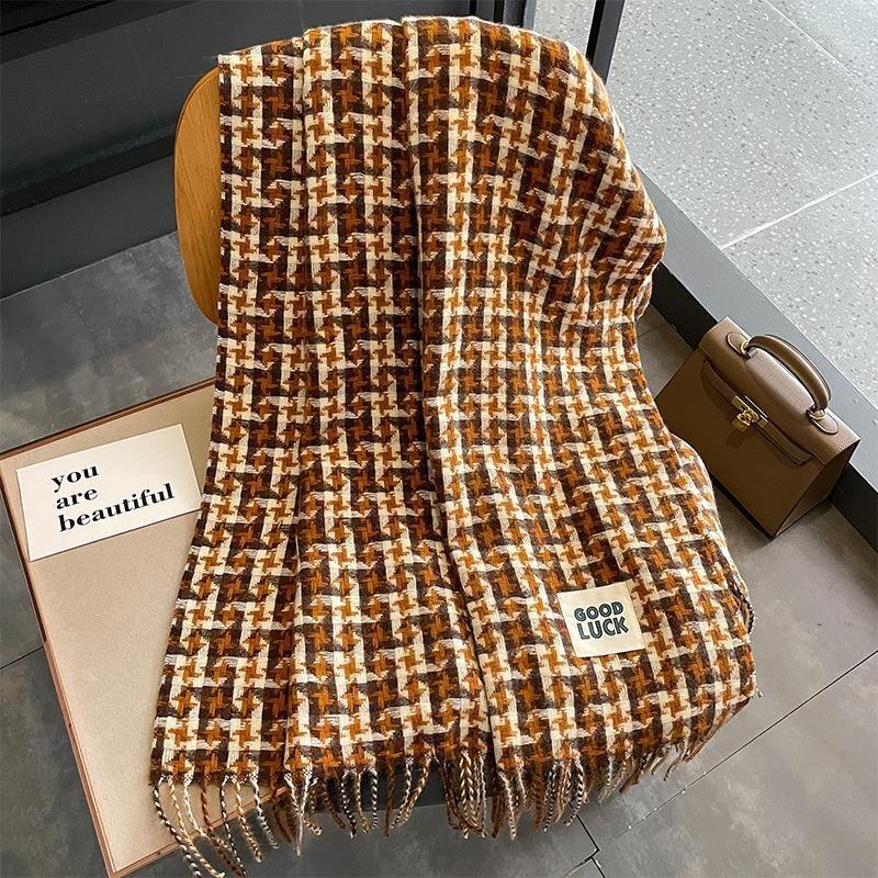 Autumn and winter atmosphere imitation cashmere scarf women's warm retro student long shawl cold scarf men