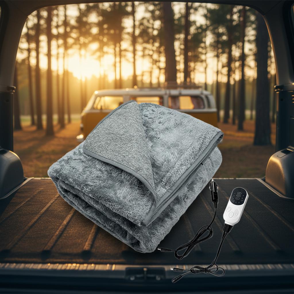 Winter Car Electric Blanket 12V DC Cigarette Lighter Office Leg Warmer RV Camping Knee Protection серый