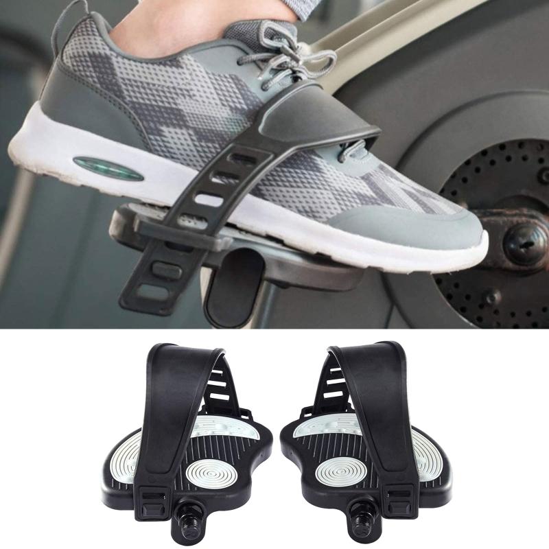 1 Pair 1/ 2 Exercise Bike Pedals with Strips, Stationary Recumbent Bike Pedals for Indoor Exercycle Bike, Spin Bike