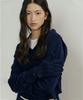 Lingseoul Merino Wool V-Neck Knit Top-Navy