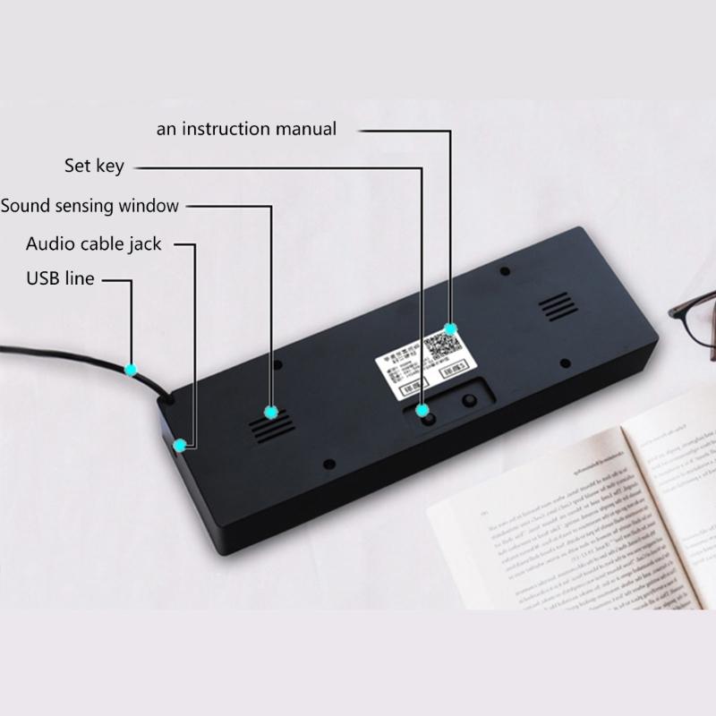LED Music Spectrum Display RGB Colorful 1624 Segment Rhythm Light Level Voice Sensor Clock Display 384 LEDs 20 Dynamic