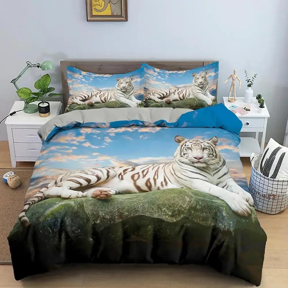 Tiger Wild Theme 3D Duvet Cover Bedding Set Comforter Linen Pillowcases Home Decor Single Double Twin King Queen