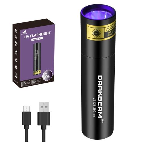 DARKBEAM UV Flashlight, 395nm Light Blacklight, Mini but Powerful Wood's Lamp USB-C Rechargeable LED Ultraviolet Flashlight for Pocket Pet Urine Detec