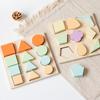 Kids Wooden Shape Puzzle Toy Geometric Shape Color Matching Cognition Board Gifts For Girls Boys