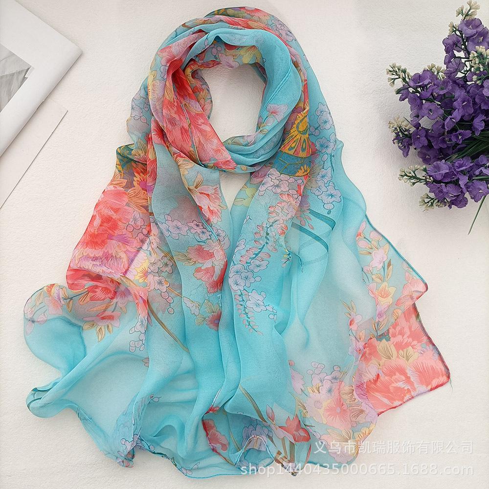 

Летний шарф с солнцезащитным кремом Lotus, пляжное полотенце, длинный женский шарф, тонкий шелковый шарф Lotus Pond Moon Color, шарф 160