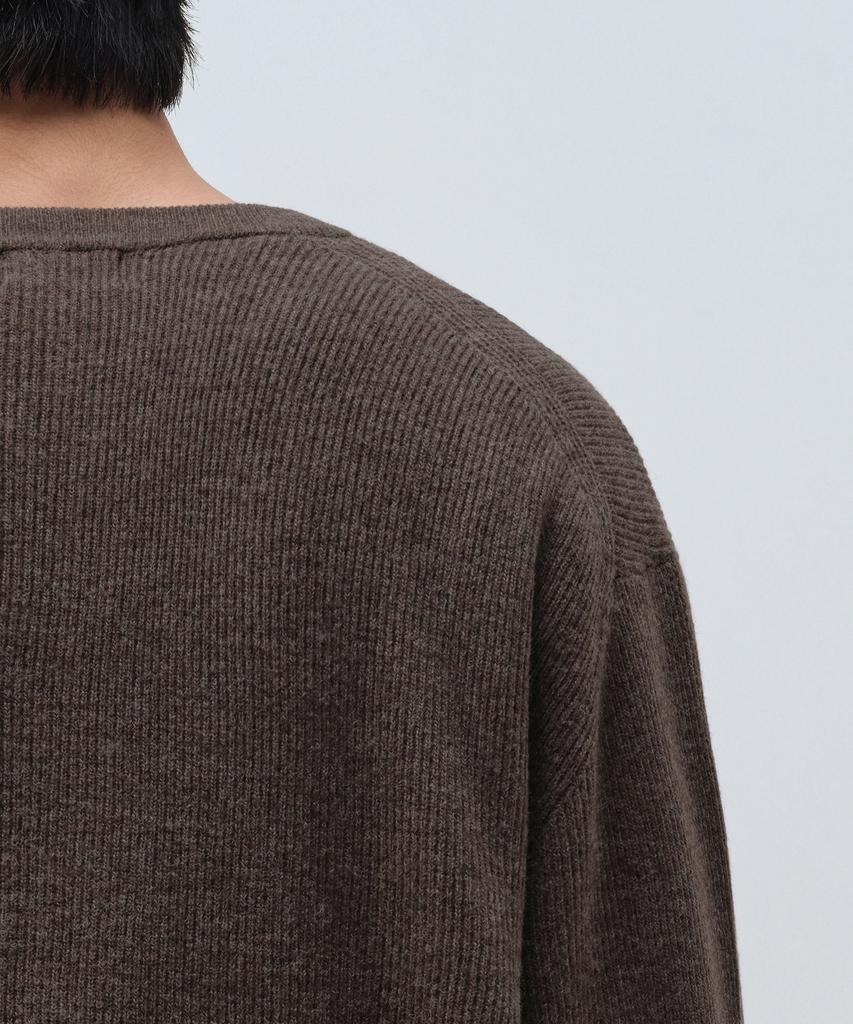 MUSINSA STANDARD [Victoria Wool] Minimal Ribbed Crew Neck Knit [Brown]