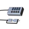 USB Hub,4Port USB3.0 Hub with Type C Adapters USB Splitters Individual On f Switches DC12V Charging 5Gbps Transfer