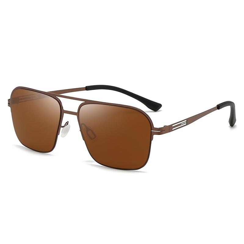 

Stainless Steel Double-barrel Men s Fashion Sunglasses,ultra-lightweight,high-end,sun-blocking Large Frame Sunglasses 5129 коричневый