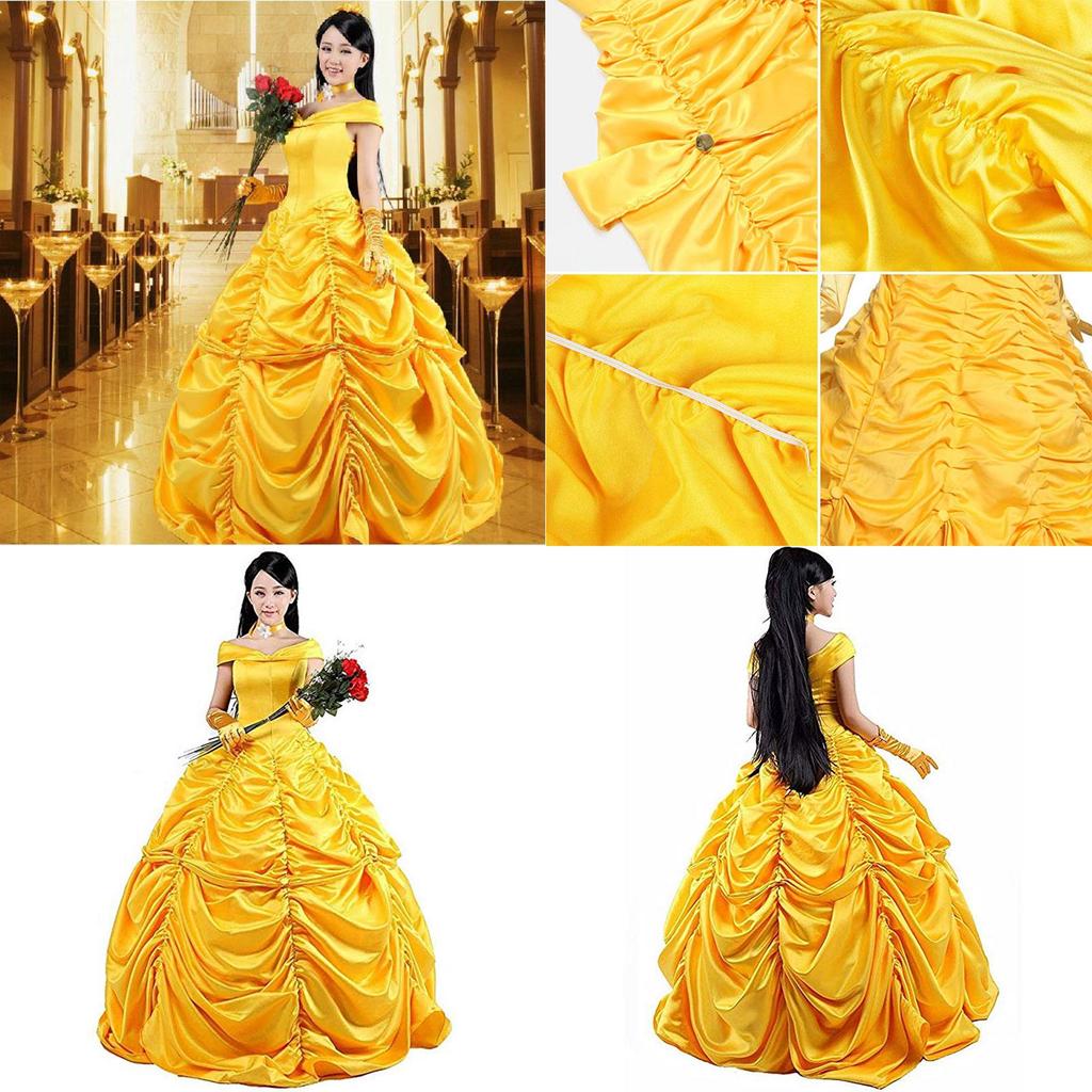 Elegante Costume Cosplay da Principessa Belle de La Bella e la Bestia, Stile Fiabesco, per Donna