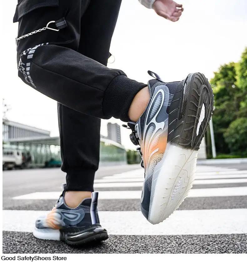 Men Sport Safety Shoes Cushion Work Sneakers Anti-Puncture Breathable Work Shoes Boots Men Women Steel Toe Shoes Lightweight