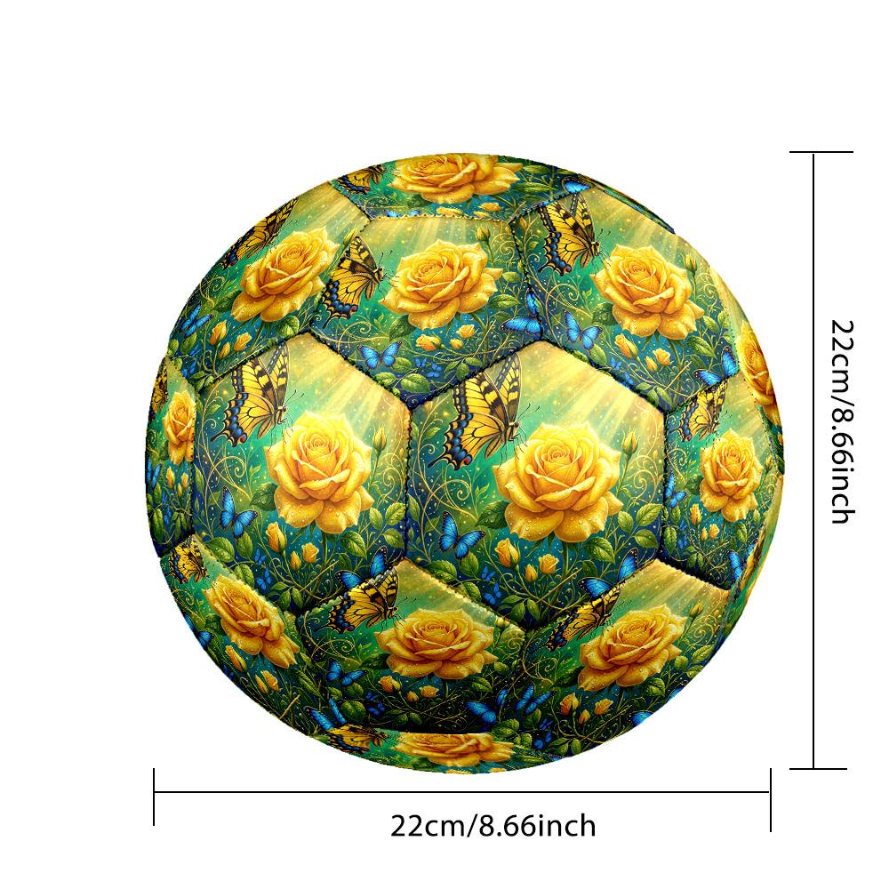 1pc Butterflies Yellow Roses Durable Size 5 Soccer Ball Professional Match Training Football Indoor &Outdoor Sports Ball P60184