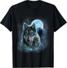 Grey Wolf Under Full Moon Forest Night Sky Wildlife Design TShirt