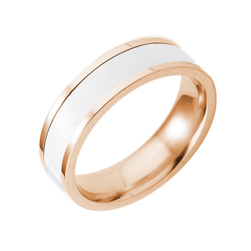 Roségold Farbe Weiß Schwarz Charms Ring für Frau Mann Individuell Gravieren Name Hochzeit 316L Edelstahl Nie Verblassen