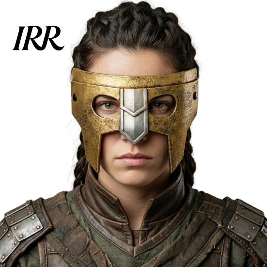 Breathable Lightweight Costume Gear Halloween Medieval Armor Mask, Warrior Cosplay Mask for Party, Vintage Helmet Wide Field of View Style Masquerade