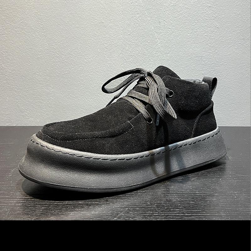 

2024 новые мужские модные ботинки Мартин в корейском стиле, британские ретро матовые кожаные ботинки на платформе с инструментальной подошвой 1207-B 38 чёрный