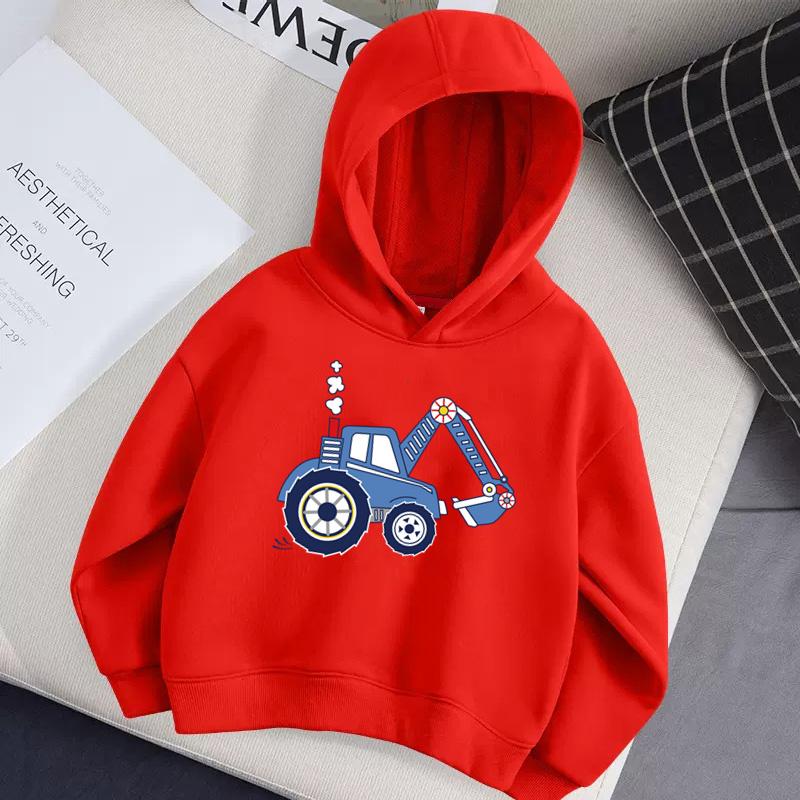 Aimi Lakana Monster Truck Childrens Hoodie Long Sleeve Coat Baby Boy Cartoon Hoodie Casual Pullover