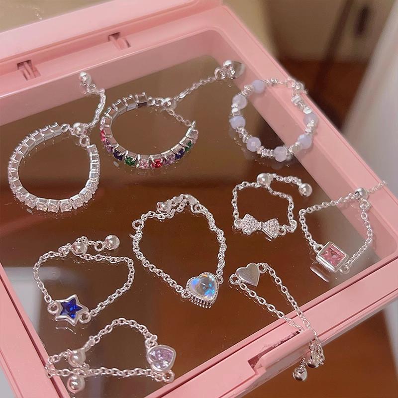 Stylish Dopamine Colorful Zirconia Adjustable Ring For Women With Unique Geometric Design And Colors Eyecatching