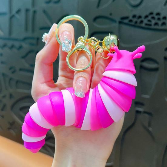 Keychain Pendant Stress Relief Squeeze Toy 3D Slug Fidget Spinner Anxiety Reduction Flexible Sensory Key Chain