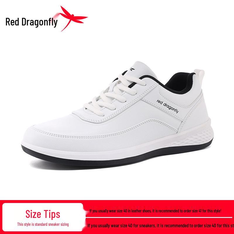 Red Dragonfly Men's Black Leather Waterproof Sports Casual Shoes - Spring/Summer Collection.