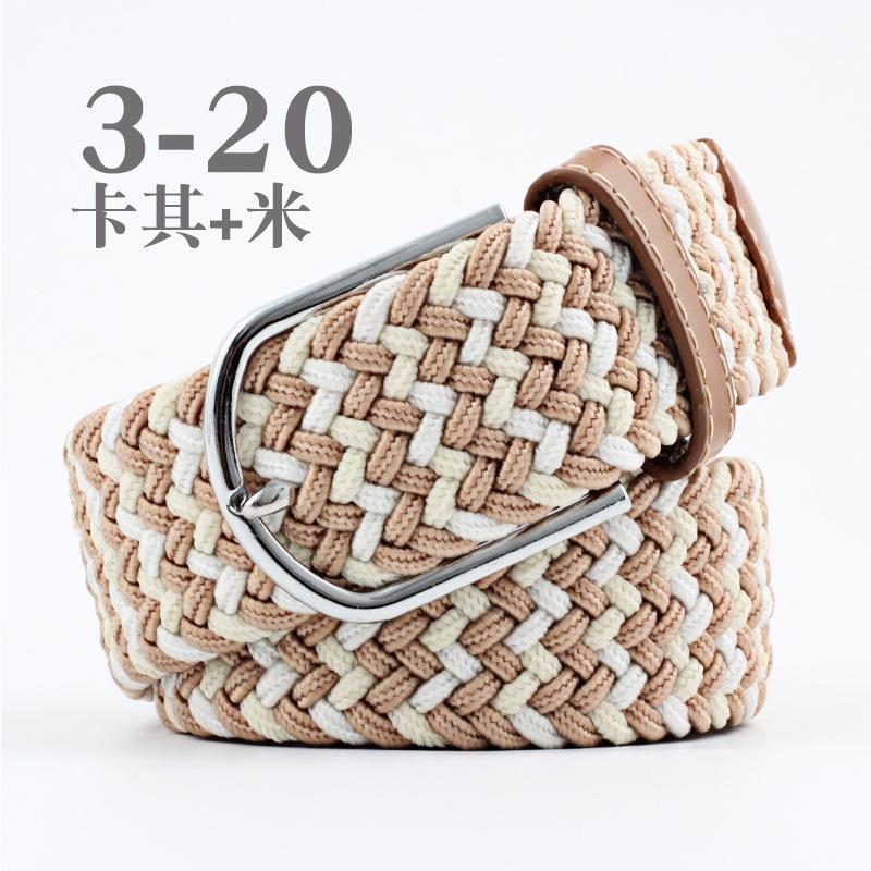 Women Casual Knitted Pin Buckle Without Holes Men Belt Woven Canvas Elastic Expandable Braided Stretch Belts for Female Jeans