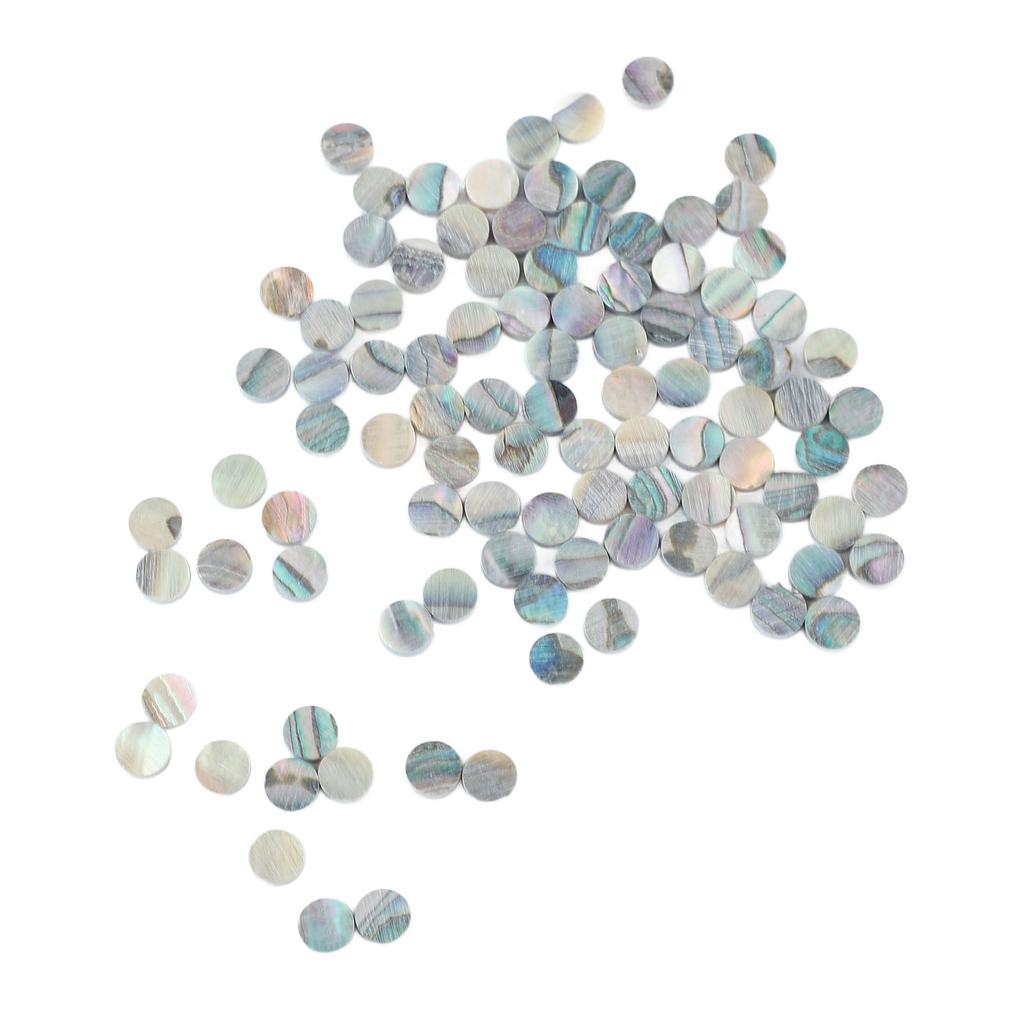 100Pcs Fretboard Dots Natural Abalone Shell Bright Color Round Guitar Inlay Dots for Ukulele Banjo