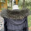 Raccoon Fur Collar Natural Fur Collar Winter Women Scarves Winter Female Gray Fur Collar Shawl Long Warm Genuine Fur Scarf