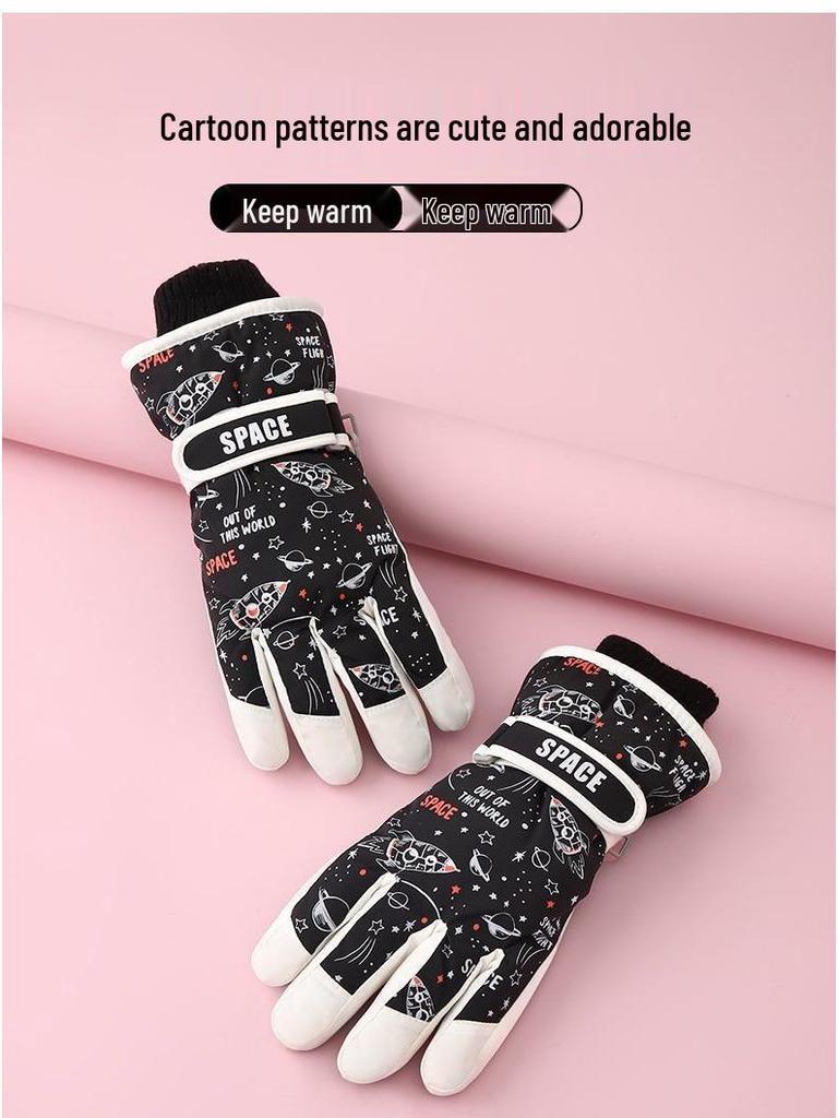 Kids' Winter Ski Gloves: Warm, Fleece-Lined, Thickened, Cold-Proof, Freeze-Resistant, for Boys & Girls