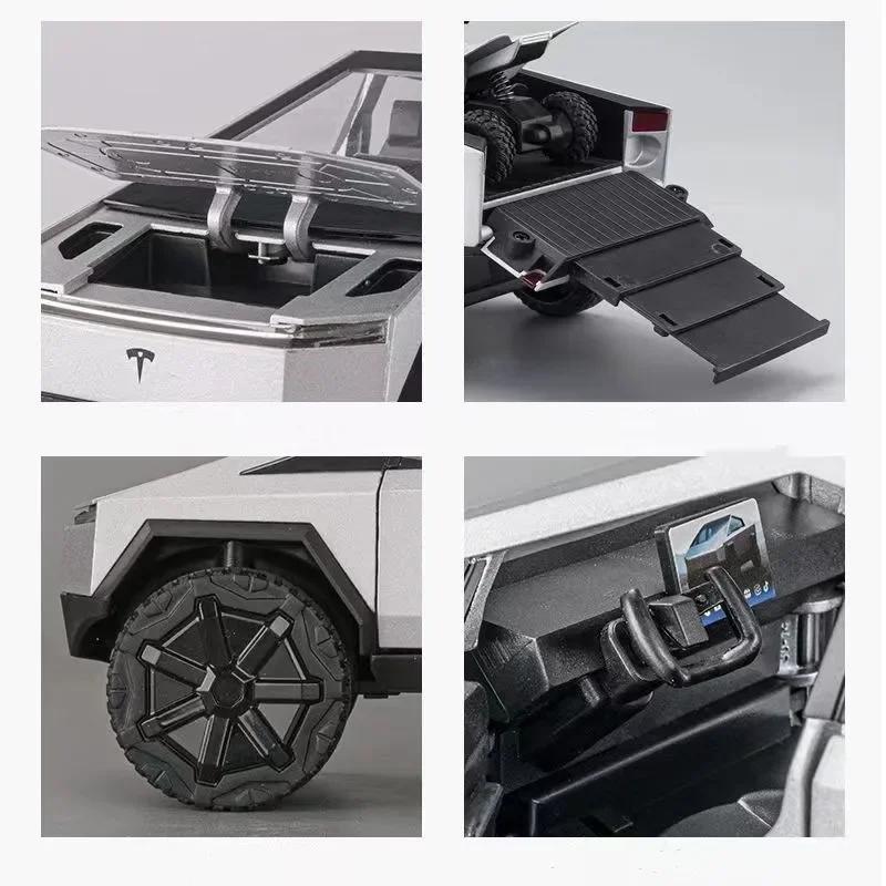 AKW1 1:24 Tesla Cybertruck Camping Wohnmobil Legierung Auto Modell Druckguss Spielzeugfahrzeuge Ton und Licht Kinderspielzeug Sammlerstücke Geburtstagsgeschenk