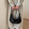 IELGY Ladies Underarm Bag Loose Feel Large Capacity Black Dumpling Bag