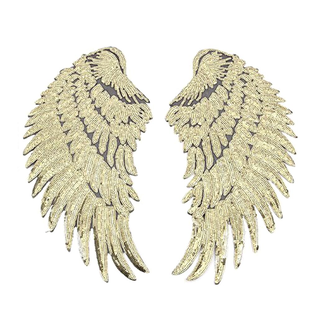 Aplica de Ferro com Asas para Jaqueta Casaco Tecido Asas de Anjo Cosplay Lantejoulas Asas Grandes de Anjo DIY Asa Costurar em Grandes Patches
