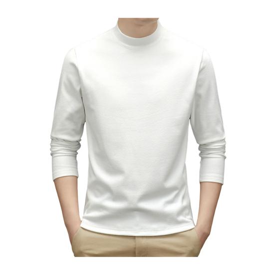 Jaro Podzim Pánský Top Ochrana Krku Polovysoký Límec Oboustranný Německý Samet Slim Fit Pružný Dlouhý Rukáv Pulovr Základní Mikina