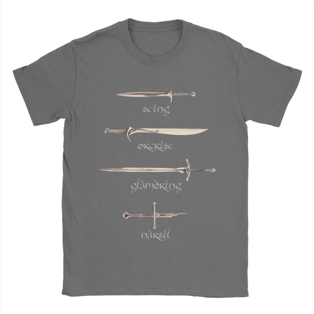Swords Sting Orcrist Glamdring Narsil T-Shirts Men 100% Cotton T Shirts L-Lords Of The R-Rings Tee Shirt Plus Size Clothing