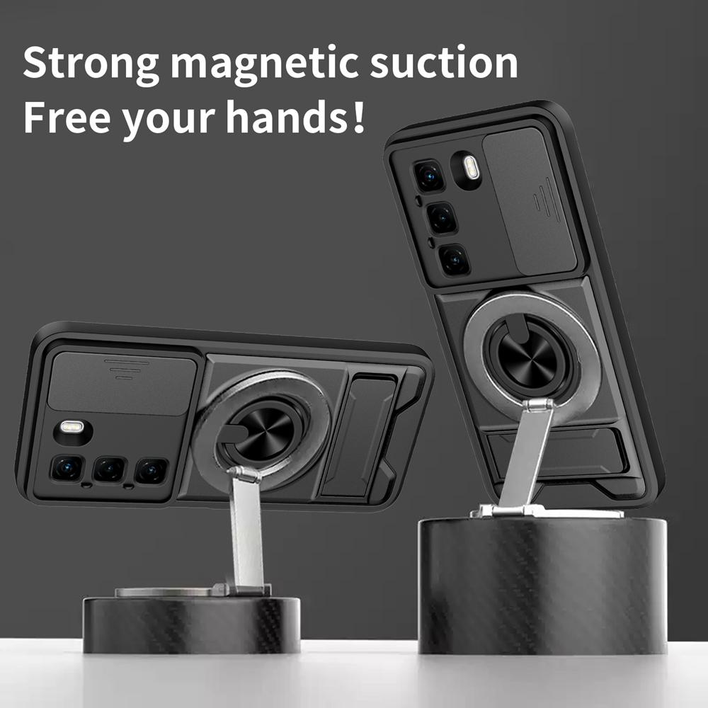 KEYSION Magnetic Phone Case for Infinix Hot 50 Pro+ 4G Hot 50 5G Slide Camera Protection Upright Kickstand Shockproof Back Cover