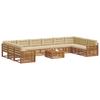 Outdoor Sofa Set 11 Pcs Natural and Beige Solid Acacia Wood