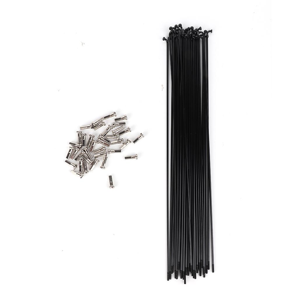 36Pcs Set Steel Mountain Bike Bicycle Spokes w  Nipples Black 261mm