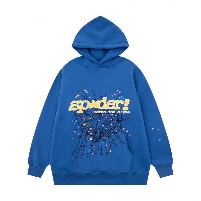 Sp5der Hoodie Unisex Oversized Cotton Pullover With Foil Letter Print Fall Casual Streetwear
