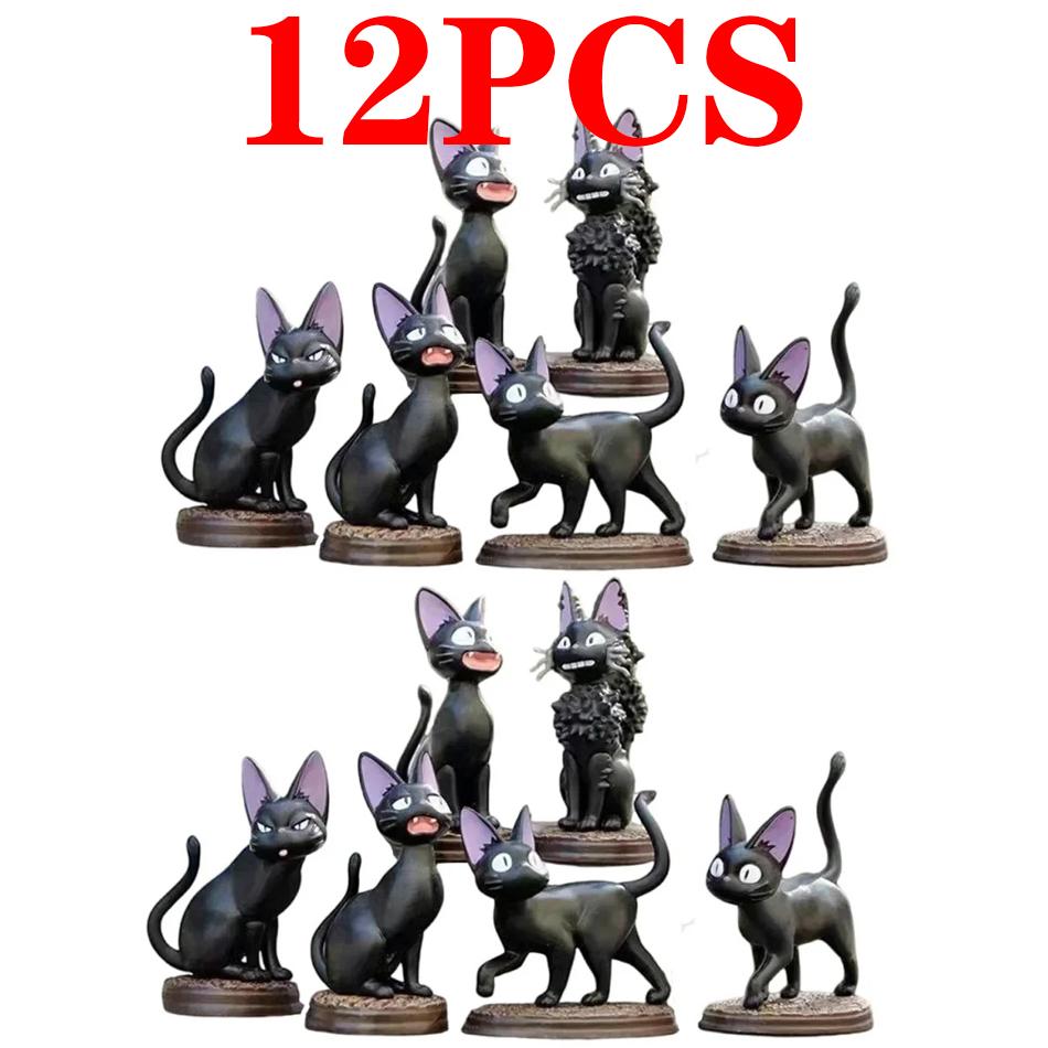 Popular Animation Black Cat Jiji Gigi Figurine Pvc Action Plaything Doll Model Set Black Cat Hayao Miyazaki Figure Toy Kids Birthday Gift