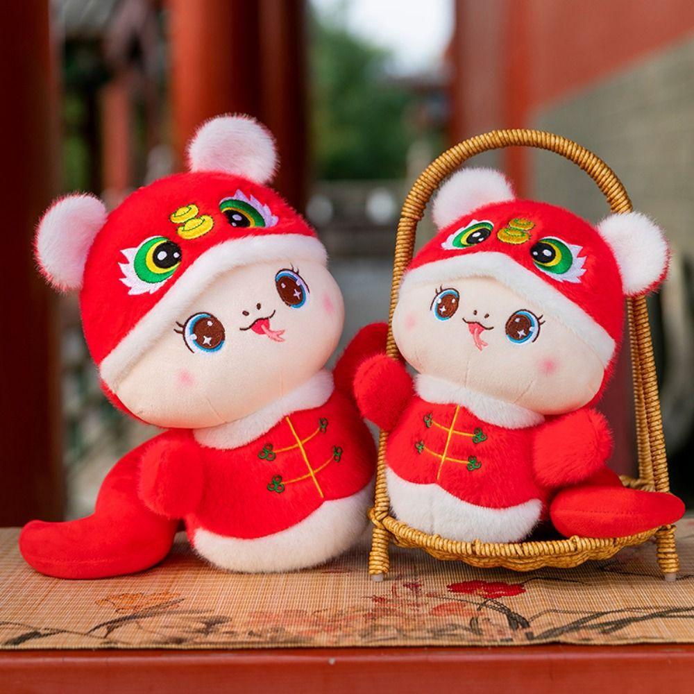 Tiger Head Hat Snake Year Plush Toy The God of Wealth Lucky Snake Doll Plushies  Children