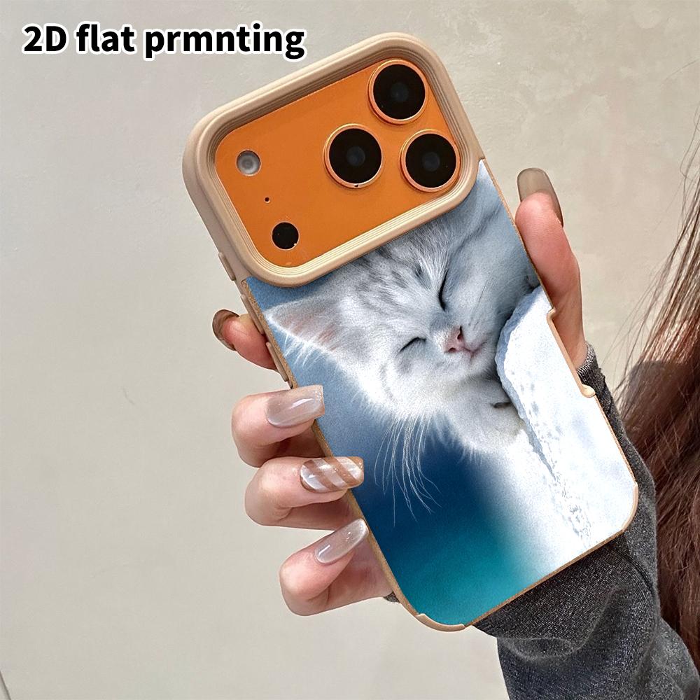 Phone Case: 2D Flat Lambskin Suitable for iPhone 18, 17, 16, 15, 14, 13 Pro Film Protective Case,gradient Kitten, Christmas and Halloween Gift
