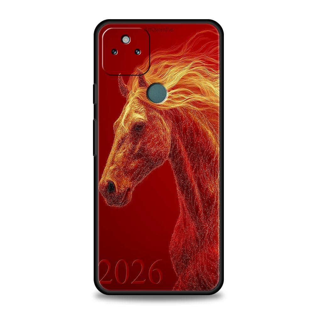 Phone Case Cover for Google Pixel 10 9 8 7 6 7A 6A Pro Shockproof Soft TPU 10 9 Pro XL Shell Capas Fundas Cartoon New Year Horse