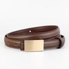 Womens Black Leather Belt Jeans Dresses No Hole Alloy Buckle 100cm 2-4cm Wide Fashion Versatile
