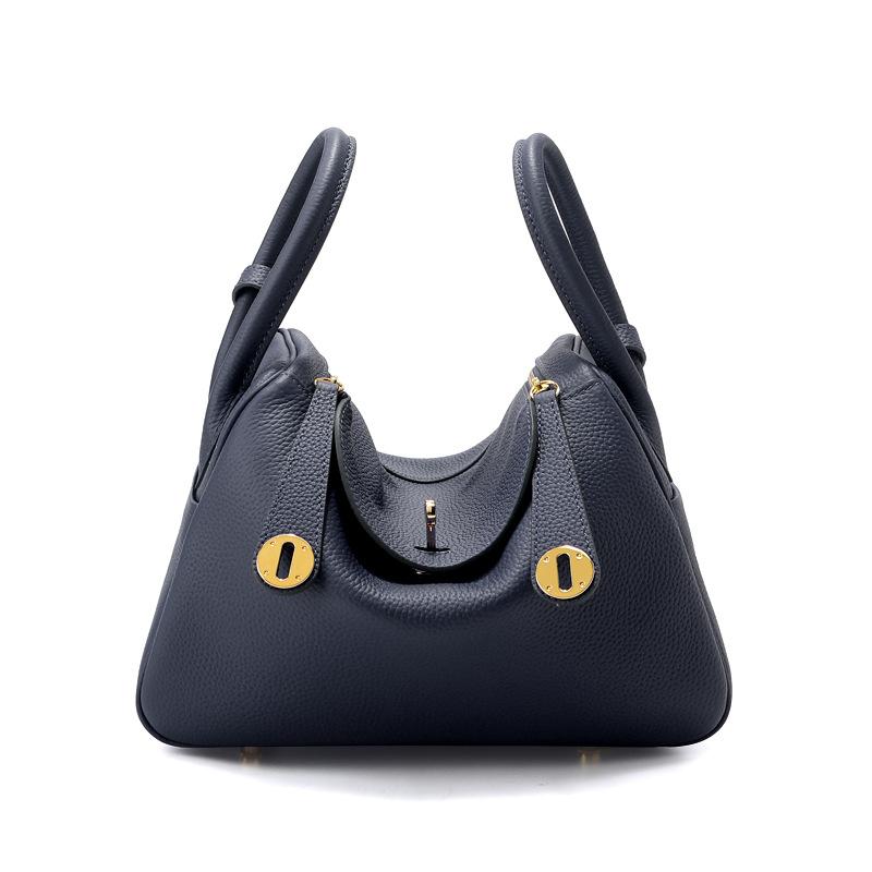 Women Lindy Style Handbag, Retro Rotating Lock Crossbody Shoulder Bag, Multi Pocket Portable Top Handle Purse, Casual Daily Work Travel Leather Bag