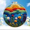 CHENISTORY Wool Felt Painting Diy Creative Making Wool Felt Kit With Embroidery Colorful Scenery Needle Wool Painting Complete K