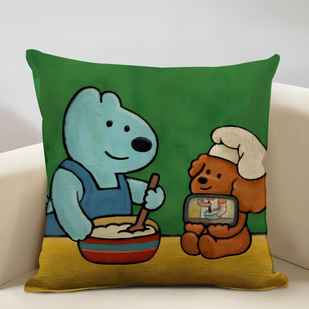 Puppy Life Cushion Cover Household Decoration Linen Sofa Cushion Cover: Skin-Friendly & Breathable With Invisible Zipper