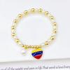 Hot Selling Pearl Chain Violin Round Heart-Shaped Venezuela Flag Stretch Bracelet: Luxury for Women Party Patriotic Jewelry Gift